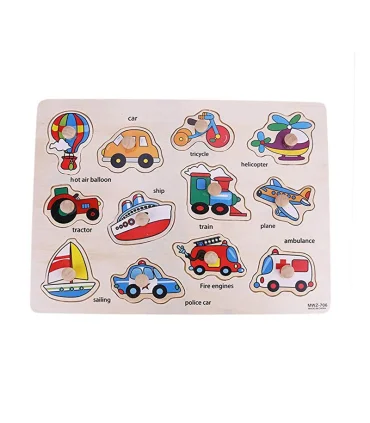 پازل دکمه دار چوبی وسایل نقلیه کد: MWZ-706 | |9789651160691