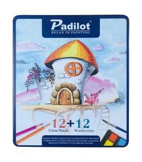 مداد رنگی و آبرنگ جعبه فلزی پادیلوت 12×12 | پادیلوت |6935207102124