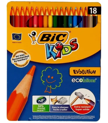 مداد رنگی 18 رنگ جعبه فلزی اولوشن بیک | بیک |3270220060987