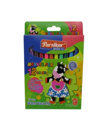 ماژیک 12 رنگ جعبه مقوایی پارسیکار کد: JM825-12 | پارسیکار |6922862422179