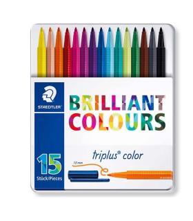 ماژیک 15 رنگ تری پلاس بریلیانت کالر جعبه فلزی استدلر کد: 323M15 | استدلر |4007817337127