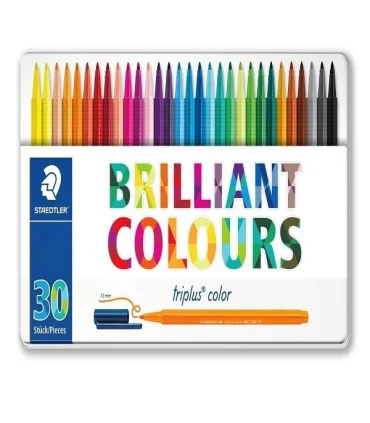 ماژیک 30 رنگ تری پلاس برلیانت کالر جعبه فلزی استدلر کد: 323M30 | استدلر |4007817337141