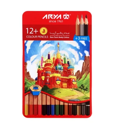 مداد رنگی 12 رنگ جعبه فلزی آریا کد: 3021 | آریا |6260297130215