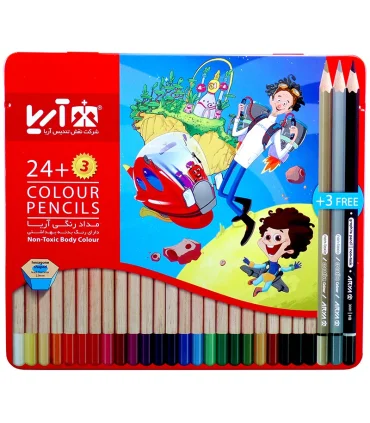 مداد رنگی 24 رنگ جعبه فلزی آریا کد: 3022 | آریا |6260297130222