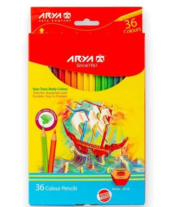 مداد رنگی 36 رنگ جعبه مقوایی آریا کد: 3018 | آریا |6260297130185