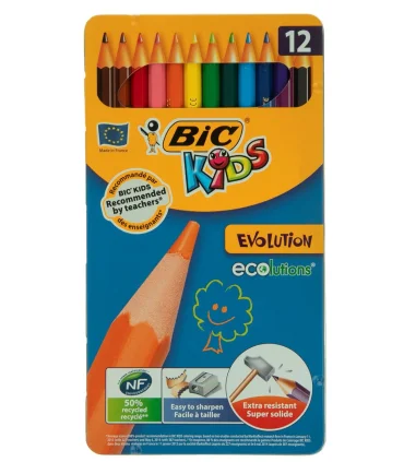 مداد رنگی 12 رنگ جعبه فلزی اولوشن بیک 42/130 | بیک |3270220060949