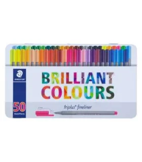 روان نویس 0.3 نوک نمدی 50 رنگ جعبه فلزی استدلر کد: 334M50JB | استدلر |4007817330111