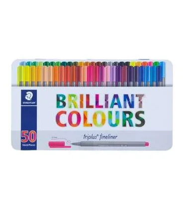 روان نویس 0.3 نوک نمدی 50 رنگ جعبه فلزی استدلر کد: 334M50JB | استدلر |4007817330111