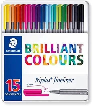 روان نویس 0.3 نوک نمدی 15 رنگ جعبه فلزی استدلر کد: 334M15 | استدلر |4007817337028