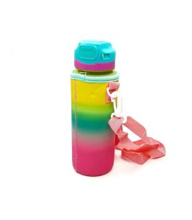 قمقمه 750 میل نی دار کاوردار اسکول فنس رنگ صورتی زرد کد: FA9351 | اسکول فنس |5591022301617