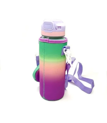 قمقمه 750 میل نی دار کاوردار اسکول فنس رنگ بنفش سبز کد: FA9351 | اسکول فنس |5591022301616