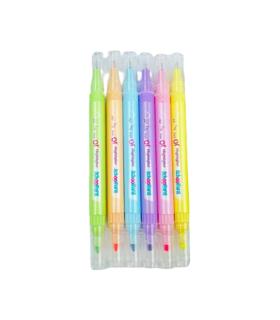 ماژیک هایلایتر و روان نویس دوسر 6 رنگ اسکول فنس کد: FA92310 | اسکول فنس |6973578385104