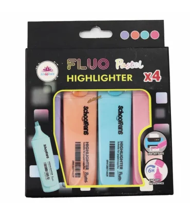 ماژیک هایلایتر 4 رنگ پاستلی کلاسیک اسکول فنس کد: FA92312 | اسکول فنس |6941288714330