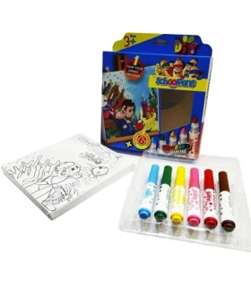 ماژیک 6 رنگ جعبه مقوایی با بوم اسکول فنس کد: FA92405 | اسکول فنس |6930491409164