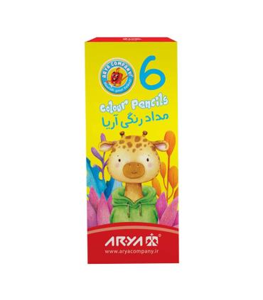 مداد رنگی 6 رنگ کوتاه جعبه مقوایی آریا کد: 3071 | آریا |6260297130710