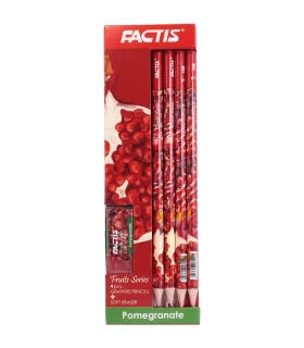 مداد مشکی 4 عددی و پاکن فکتیس طرح انار | فکتیس |6917356181441