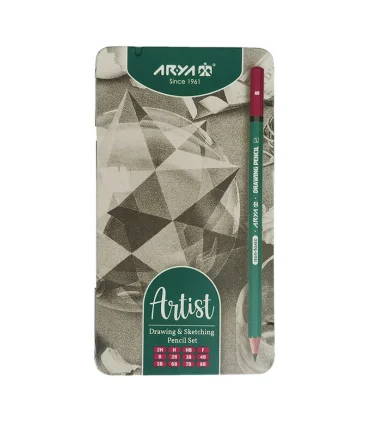 مداد طراحی 12 عددی جعبه فلزی آریا کد: 3075 | آریا |6260297130758