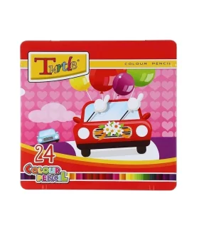 مداد رنگی 24 رنگ جعبه فلزی لاک پشت | پارس مداد |6260186123205