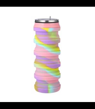 قمقمه سیلیکونی 480 میل تاشو اسکول فنس صورتی کد: FA9309-2 | اسکول فنس |55002268