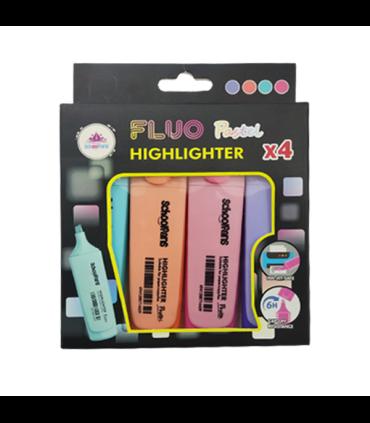 ماژیک هایلایتر 4 عددی اسکول فنس مدل پاستل فلو کد: FA92312 | اسکول فنس |5591022300842