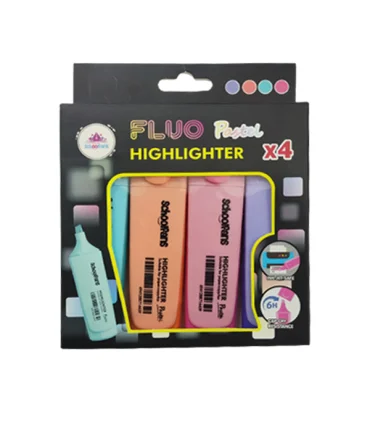 ماژیک هایلایتر 4 عددی اسکول فنس مدل پاستل فلو کد: FA92312 | اسکول فنس |5591022300842