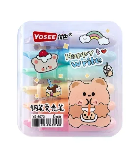 ماژیک هایلایتر 6 رنگ جعبه ای طرح خودنویس YOSEE کد: YS-6070 | |6924934291409