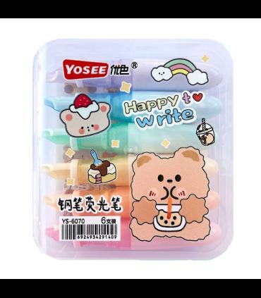 ماژیک هایلایتر 6 رنگ جعبه ای طرح خودنویس YOSEE کد: YS-6070 |  |6924934291409