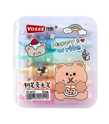 ماژیک هایلایتر 6 رنگ جعبه ای طرح خودنویس YOSEE کد: YS-6070 | |6924934291409
