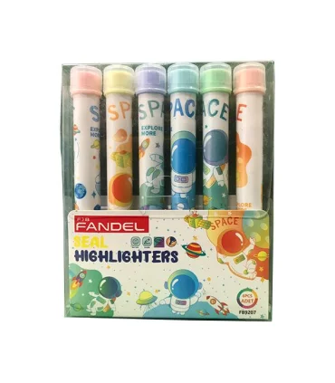 ماژیک هایلایتر 6 عددی مهردار طرح فضانورد فاندل کد: FB9207 | فاندل |55000490