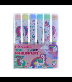 ماژیک هایلایتر 6 عددی مهردار طرح یونی کورن فاندل کد: FB9207 | فاندل |55000489