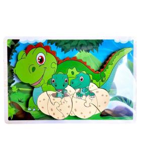 پازل چوبی 8 تکه برجسته طرح خانواده دایناسور کد: ST4205 |  |55002778