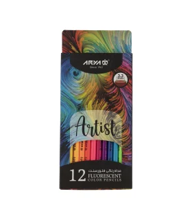 مداد رنگی 12 رنگ جعبه مقوایی فلورسنت آریا کد: 3611 | آریا |6260297136118
