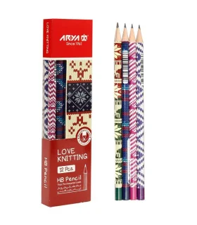 مداد مشکی گرد 12 عددی طرح عاشق بافتنی کد: 3046 | آریا |6260297130468