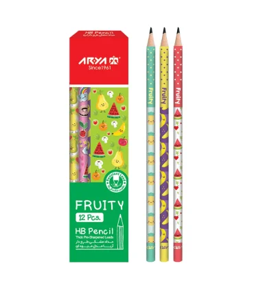 مداد مشکی گرد 12 عددی طرح میوه ای کد: 3048 | آریا |6260297130482