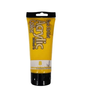 رنگ اکرولیک ساده 200 میل (زرد کم رنگ کادمیوم) کد: 8 | پارس آرتیست |5591022301696