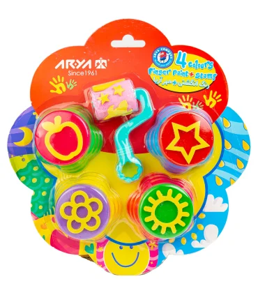 رنگ انگشتی 4 رنگ با مهر و غلطک آریا کد: 7030 | آریا |6260297170303