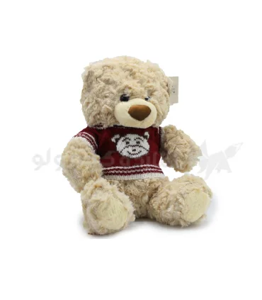 عروسک پولیشی خرس لباس دار نشسته 20 سانت کد: 451-57