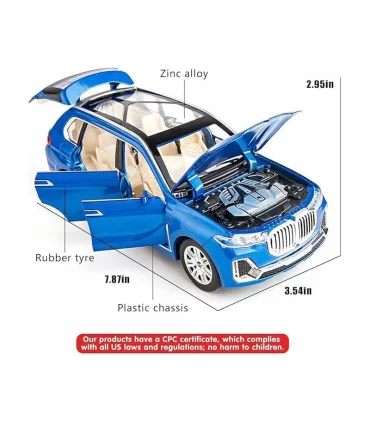 ماشین فلزی 1:24 بی ام دبلیو X7 دودزا رنگ آبی کد: CZ115A
