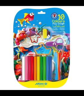 خمیر بازی 10 رنگ روکارتی با وسایل آریا کد: 1023
