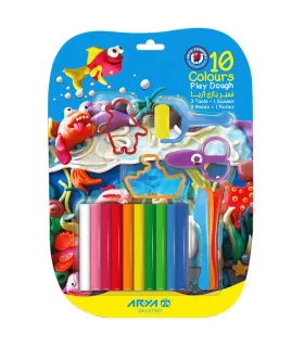 خمیر بازی 10 رنگ روکارتی با وسایل آریا کد: 1023