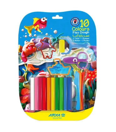 خمیر بازی 10 رنگ روکارتی با وسایل آریا کد: 1023