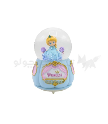 گوی بزرگ موزیکال پمپی چرخان طرح دختر پرنسس تاج دار آبی