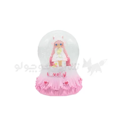 گوی بزرگ موزیکال پمپی چرخان طرح دختر گربه دار صورتی