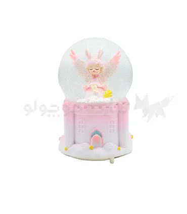 گوی بزرگ موزیکال پمپی چرخان طرح دختر فرشته صورتی