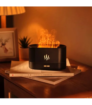 بخور ساز سرد چراغ دار طرح شومینه مشکی کد: H1998-34