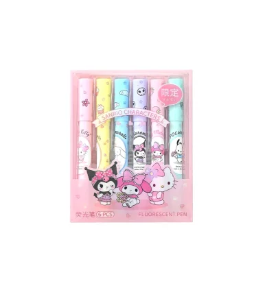 ماژیک هایلایتر 6 رنگ طرح شخصیت های سانریو کد: 3316