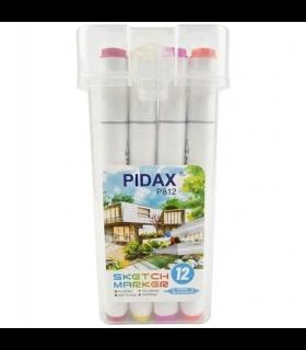 ماژیک راندو 12 رنگ PIDAX P-812 - ابزار حرفه‌ای طراحی