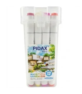 ماژیک راندو 12 رنگ PIDAX P-812 - ابزار حرفه‌ای طراحی