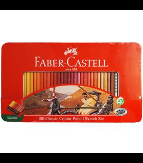 مداد رنگی 100 رنگ فابرکاستل مدل کلاسیک با جعبه فلزی