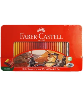 مداد رنگی 100 رنگ فابرکاستل مدل کلاسیک با جعبه فلزی